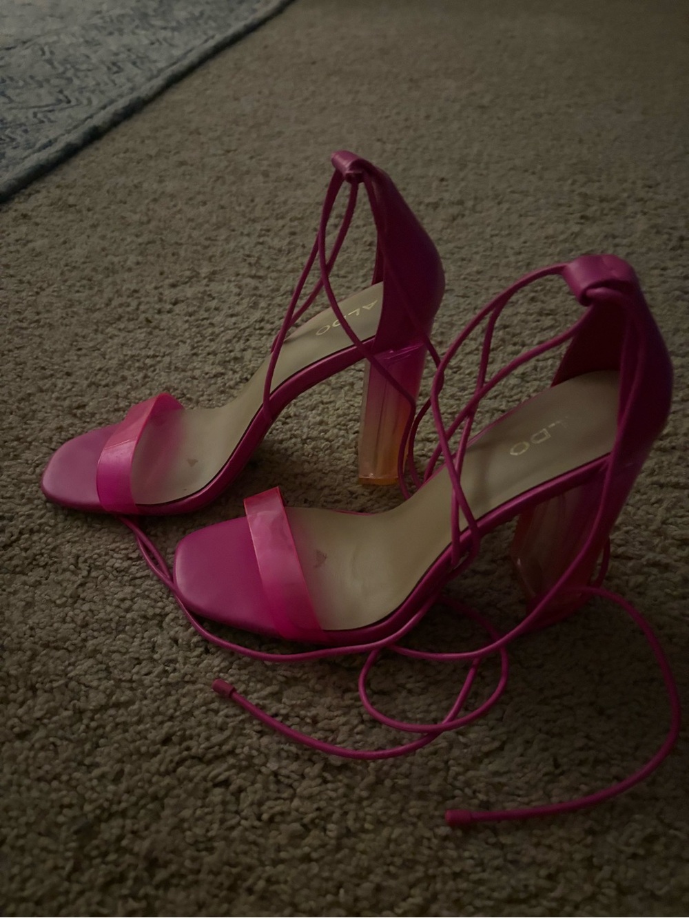 Aldo Fuchsia Lace-Up Block Heel Sandals